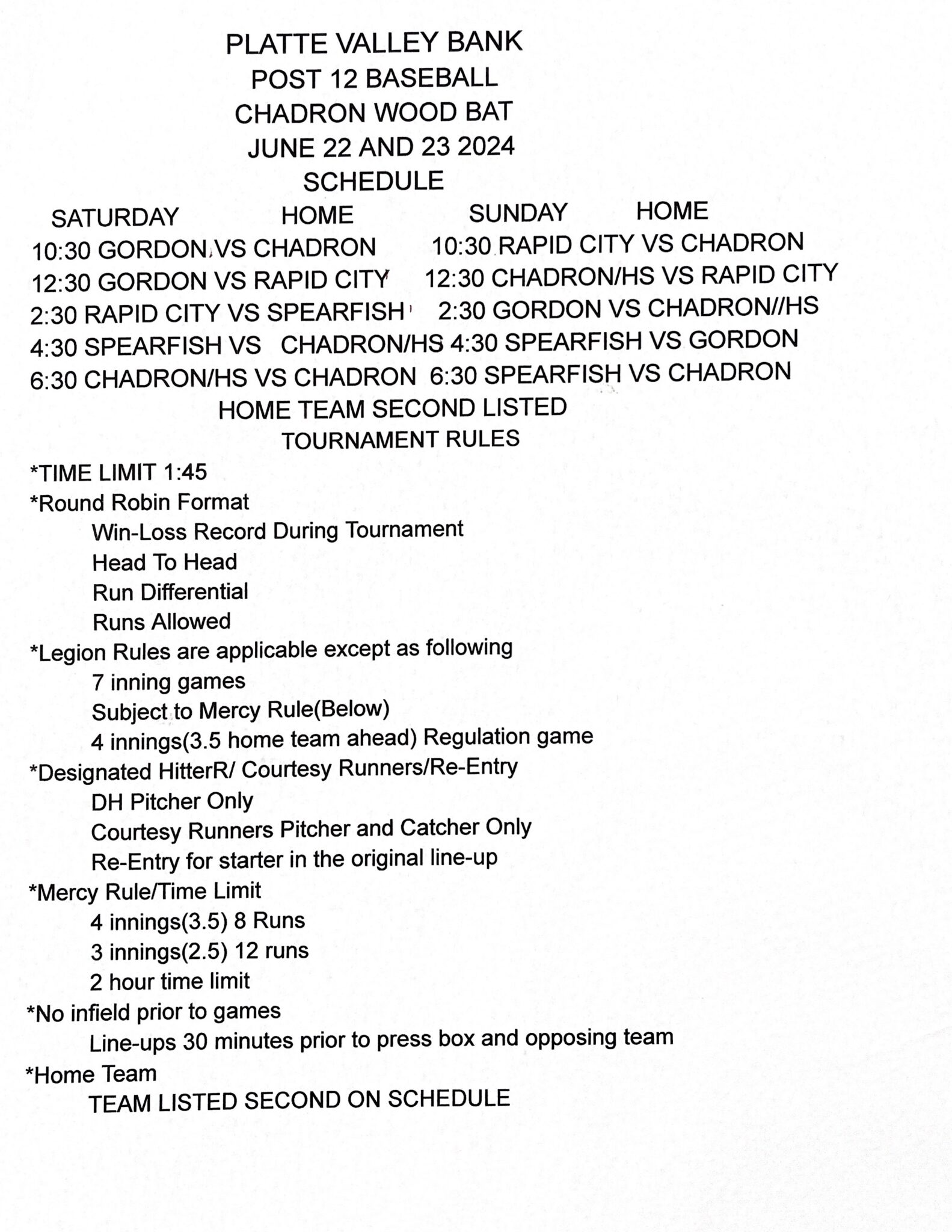 Chadron Junior Wood Bat Tournament – KCSR / KBPY